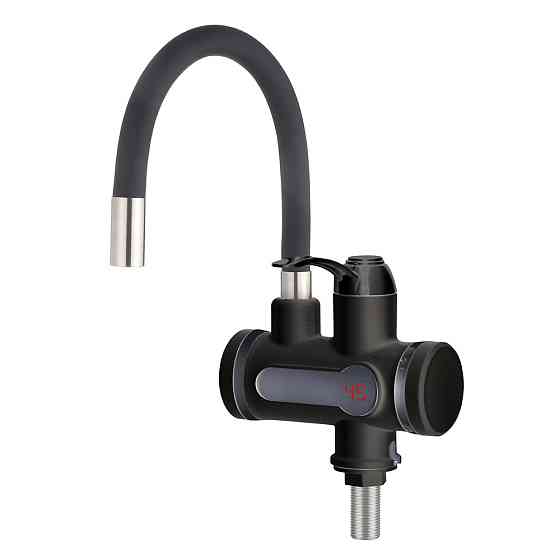Проточний кран водонагрівач WEZER SDR-G15T-Black з гнучким виливом, чорний Київ