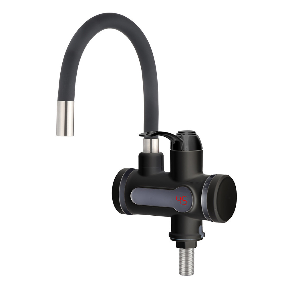 Проточний кран водонагрівач WEZER SDR-G15T-Black з гнучким виливом, чорний Київ - фото 1