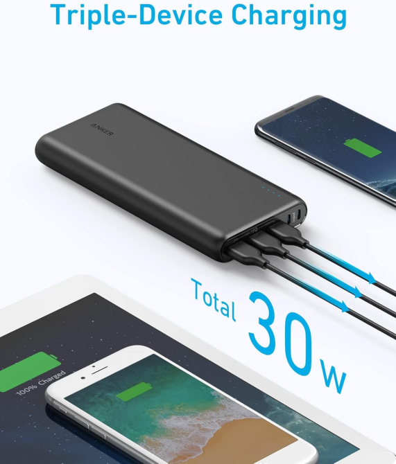 Power Bank Anker 337 PowerCore 26K 26800mAh 3 USB Fast Charge для iPhone Samsung iPad Black Киев - изображение 4