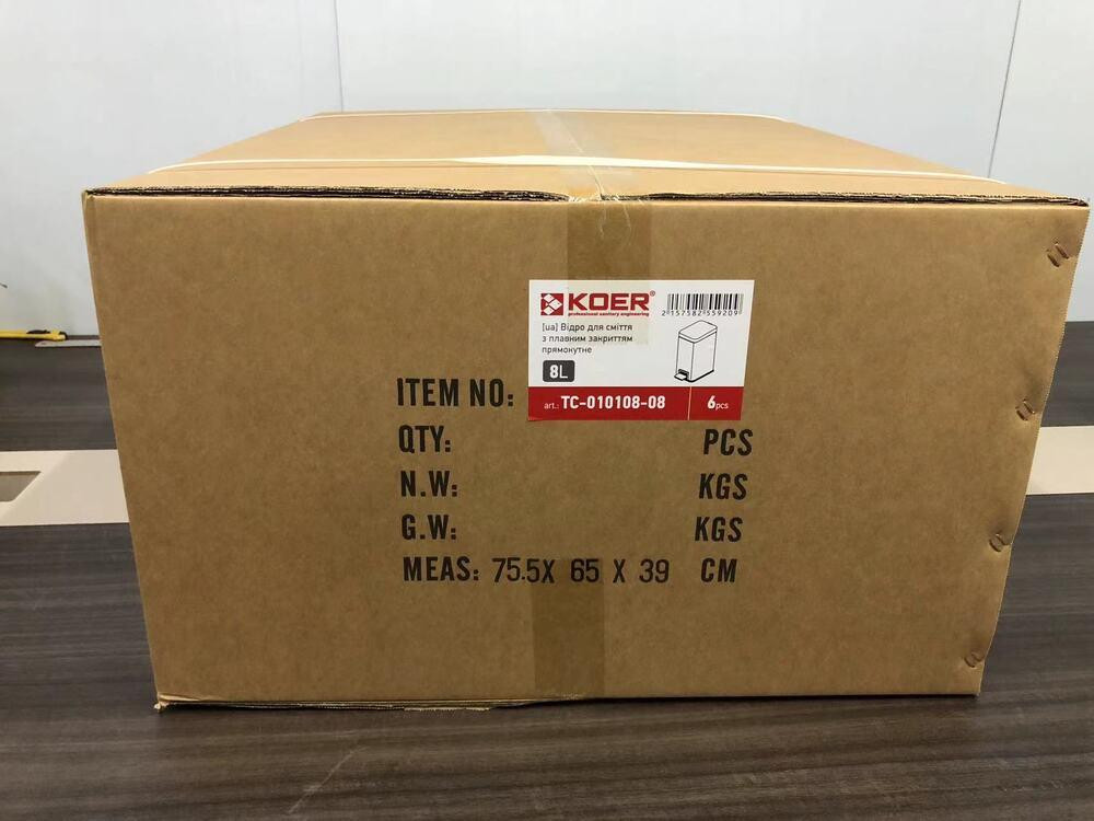 Відро для сміття з плавним закриванням прямокутне Koer TC-010108-08 8 л колір білий антипалець (KR5592) Чернівці - фото 5