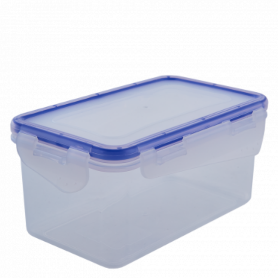 Контейнер для харчових продуктів 1,5л прямокутний з затиском прозорий/темно-синій Алеана Житомир - фото 1