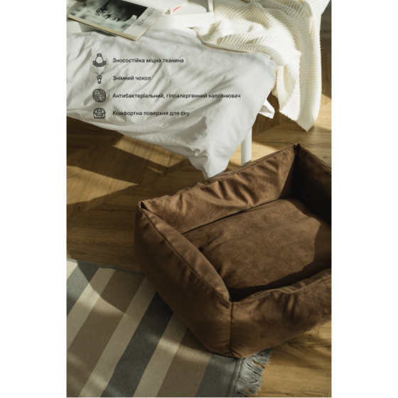 Лежанка для хатніх тварин собак і кішок велюр Incor Коричневий Київ