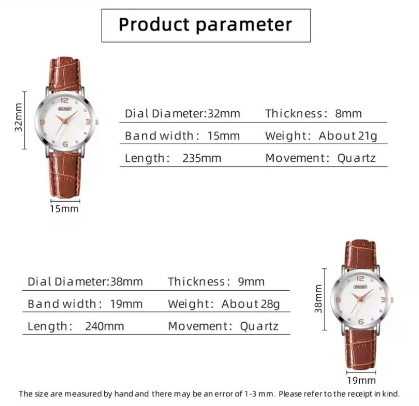 Подарочный набор для мужчин и женщин 2 парные часы без подарочной коробки коричневый Киев - изображение 6