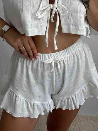 Женский комплект на завязках с шортами Молочный M-L Харьков