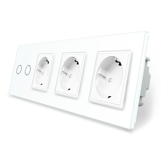 LIVOLO Розумний сенсорний ZigBee вимикач 2 сенсора 3 розетки Livolo білий скло (VL-C702Z/C7C3EU Коломия