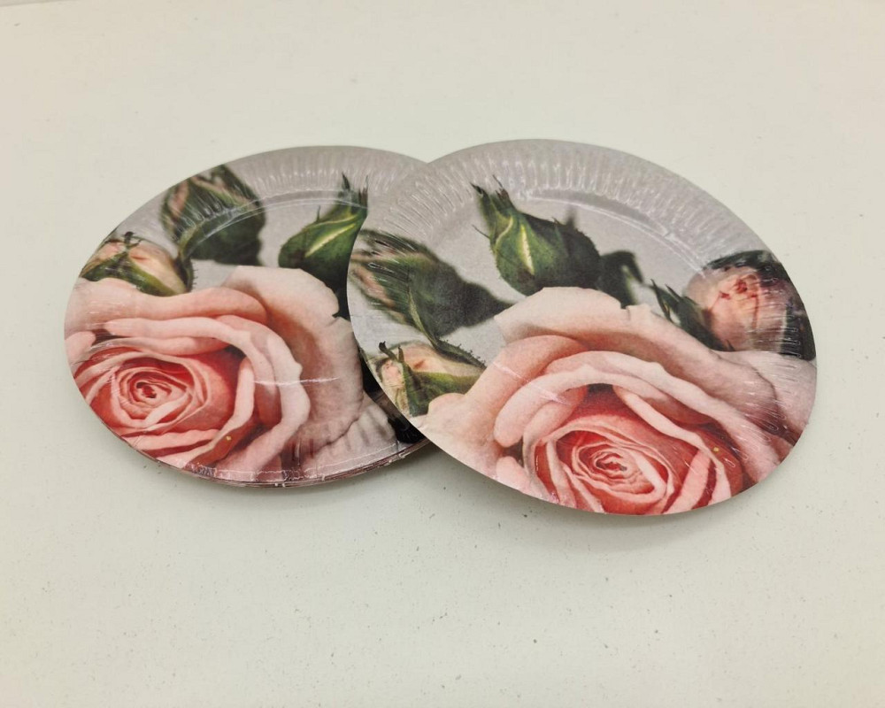 Паперова тарілка з малюнком 18 см "No 9" Рожева Троянда 10 шт (1 пачка) Харків - фото 3