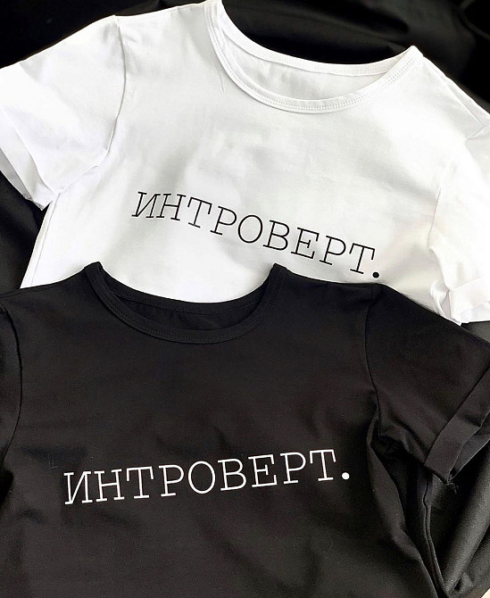 Парные футболки для парня и девушки c надписью ИНТРОВЕРТ. Черновцы - изображение 1