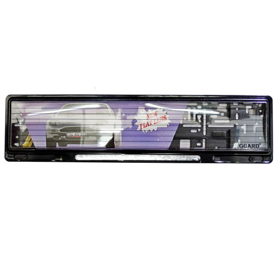 Рамка номерного знаку Guard під склом з білим світловідбивачем 1шт Київ - фото 1