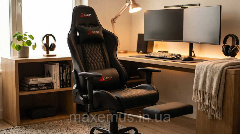Геймерское компьютерное кресло Bonro 1002G черное с подставкой для ног (усиленное игровое кресло до 225 кг) Мостиська - фото 5