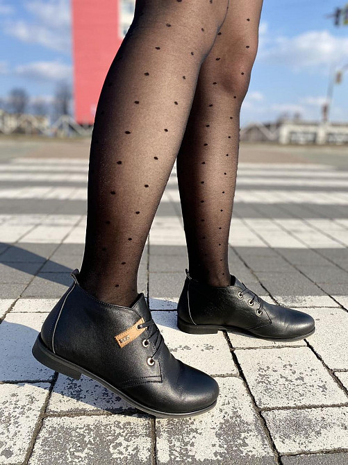 Черевики жіночі YDG чорні натуральна шкіра висота 10 см розмір 37 (1255) Коломия - фото 3