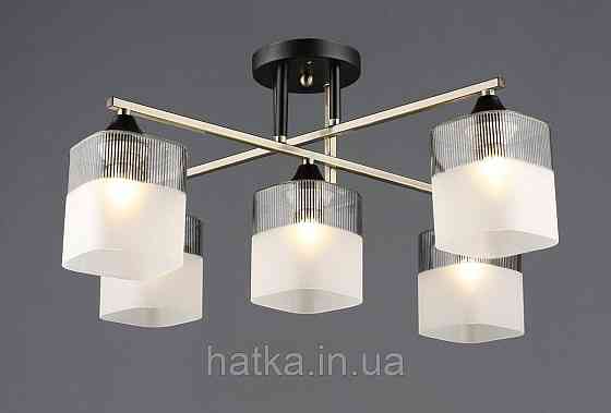 Люстра потолочная на 5 плафонов VALESO E27 Бронза Черный Стекло Сталь A4425/5 Киев