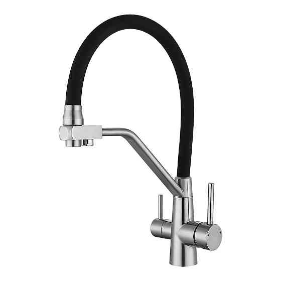 Змішувач для з підключенням до фільтру WEZER INX4A-08B гнучкий вилив, сатин/чорний Київ