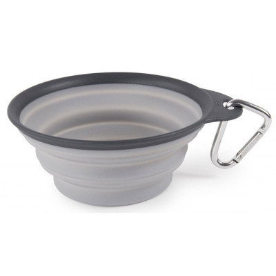 Посуда для собак Dexas Дорожная складная миска Тревел Кап с карабином большая 480 мл (светло-серая) (0084297309183) Винница - изображение 1