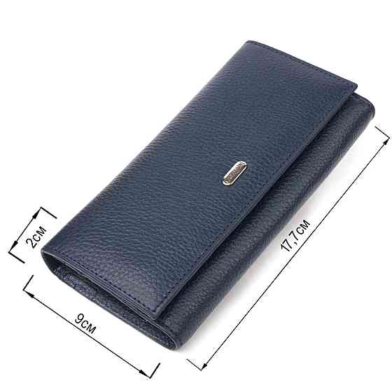 Практичный женский кошелек из натуральной зернистой кожи CANPELLINI 21659 Синий Киев