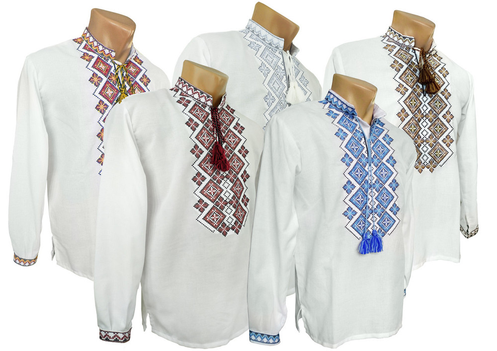 Чоловіча сорочка-вишиванка сірий орнамент  на довгий рукав Київ - фото 2