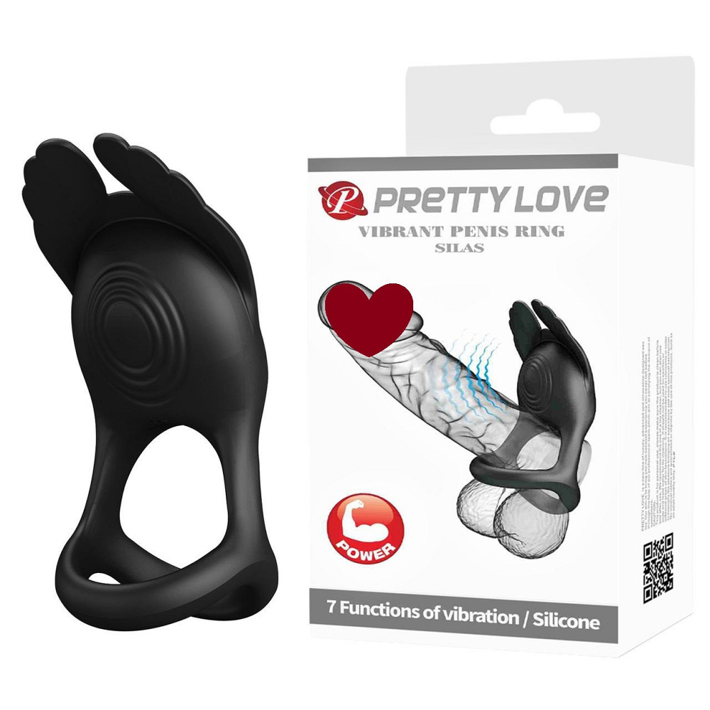 Эрекционное виброкольцо с крылышками PRETTY LOVE Silas 7 режимов, черное Sex Aura Киев - изображение 1