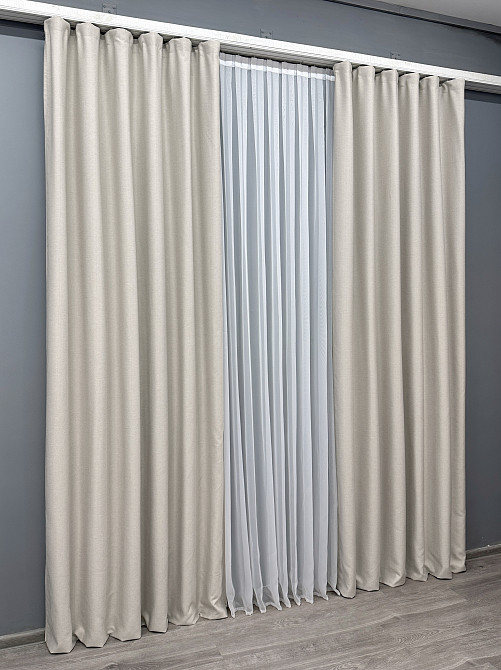 Комплект готових штор VR-Textil Шеніл однотонний № 1698ш Димчасто-білий 140х270 см 2 шт (39-872) Київ - фото 4