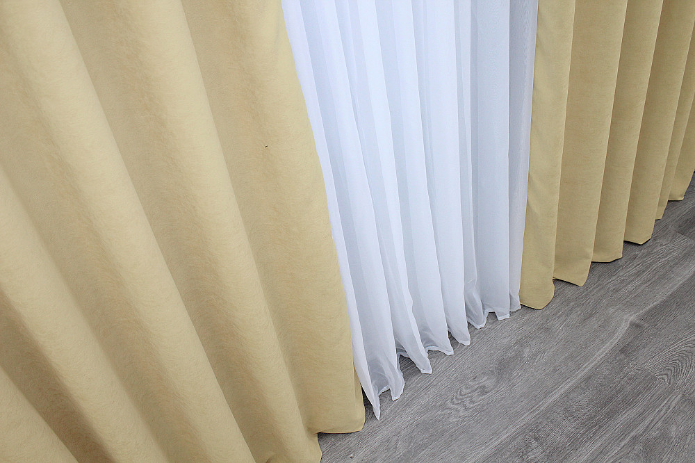 Комплект готовых штор VR-Textil Микровелюр SPARTA № 1192ш Бежевый 150х290 см 2 шт (33-0020 Киев - изображение 7