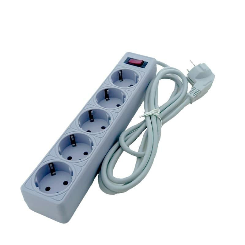 Сетевой фильтр с заземлением 5 гнезд, 2 м, серый Днепр - изображение 3