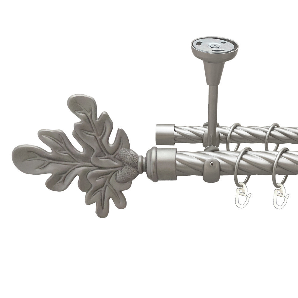 Карниз Orvit Листок Дуба металевий дворядний відкритий до стелі скручена труба кільце металеве Сатин 25\19 мм Львов - изображение 1