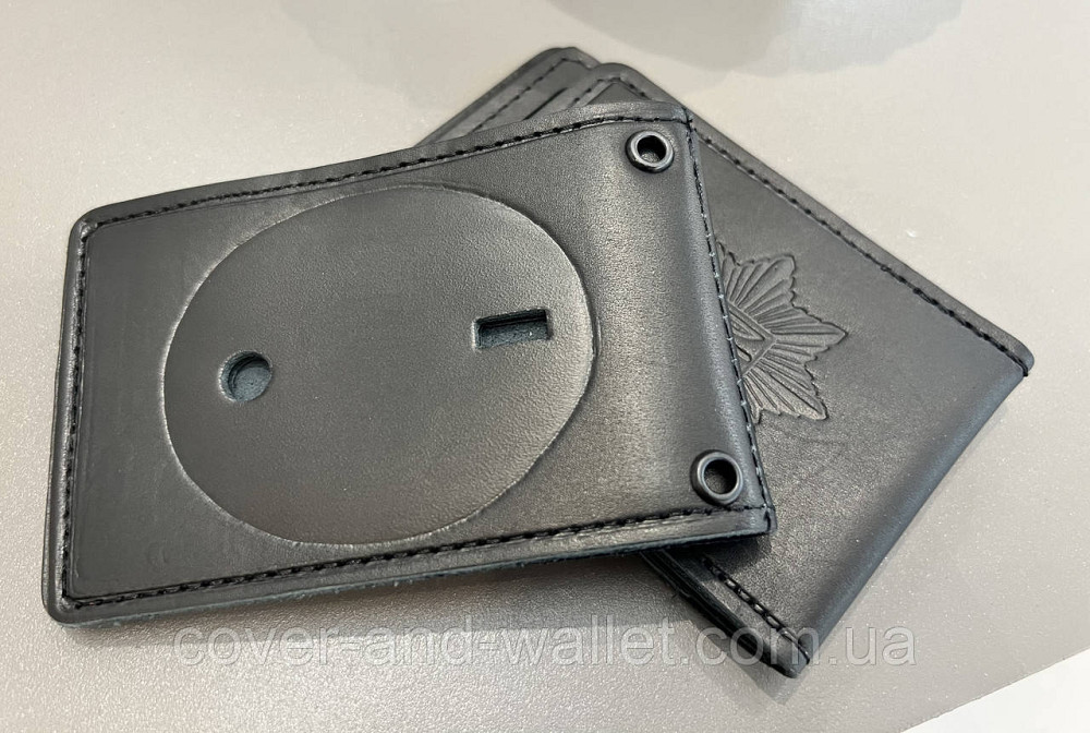 Кожаная обложка НПУ (национальная полициия) под жетон на два отделения PS Leather Киев - изображение 10