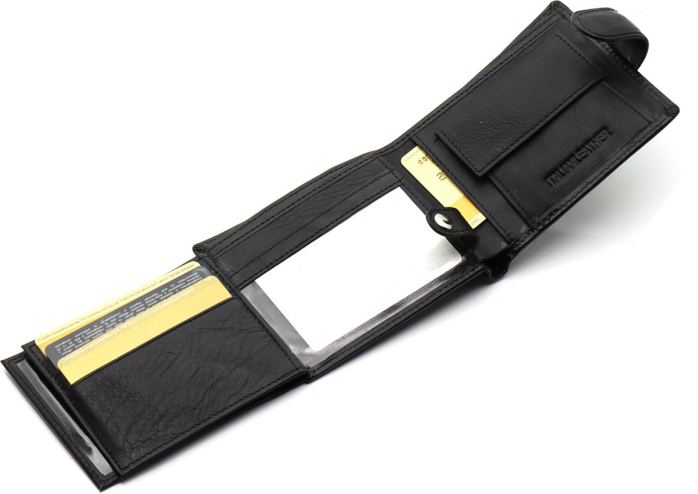 Класичне чоловіче портмоне з натуральної шкіри ST Leather В102 Чорний Київ - фото 6