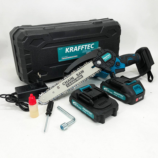 Акумуляторна пила для точної роботи Krafftec 20 см, Побутова акумуляторна ланцюгова пила DG-28 Одеса - фото 5