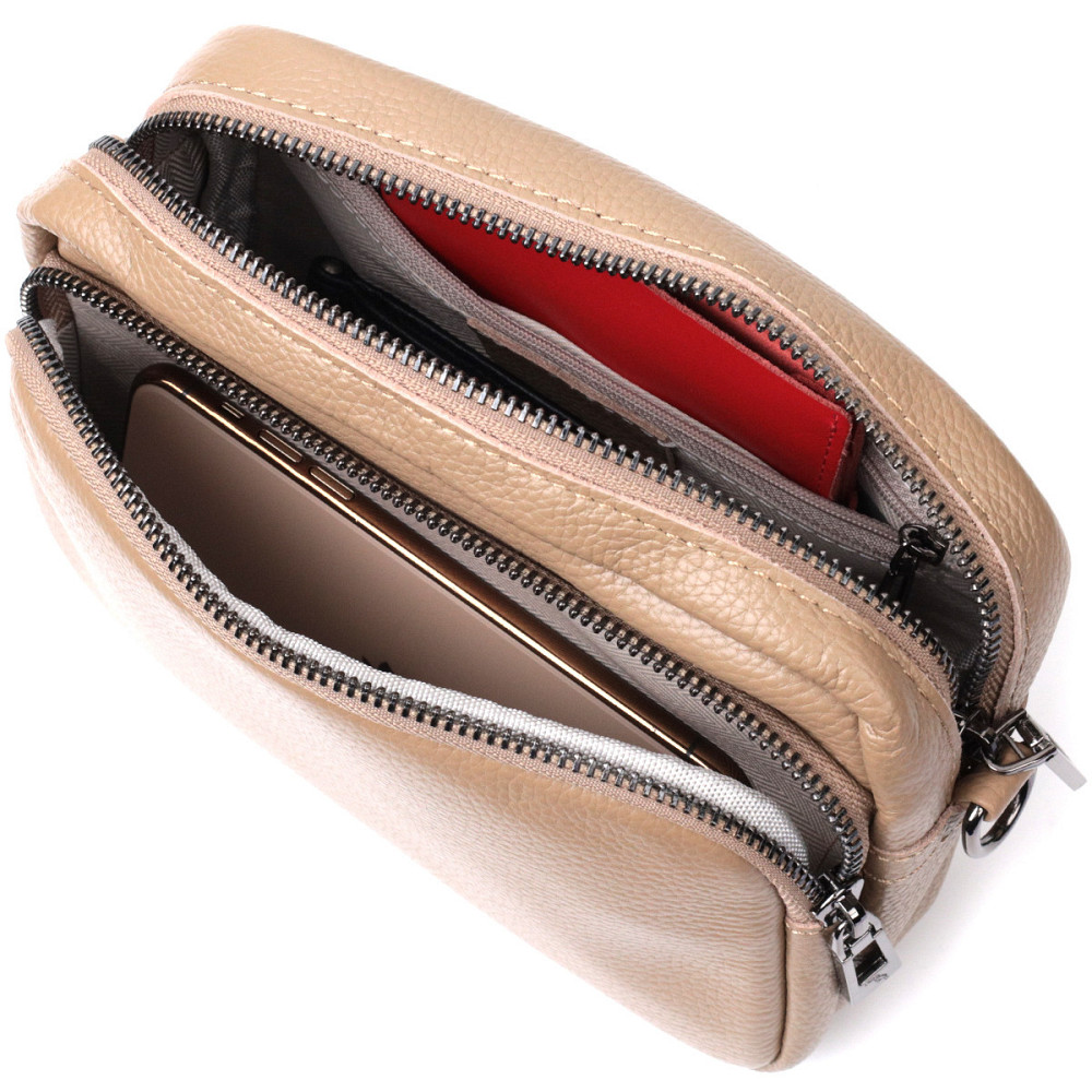 Женская сумка кросс-боди из натуральной кожи Vintage 22293 Бежевая Киев - изображение 7