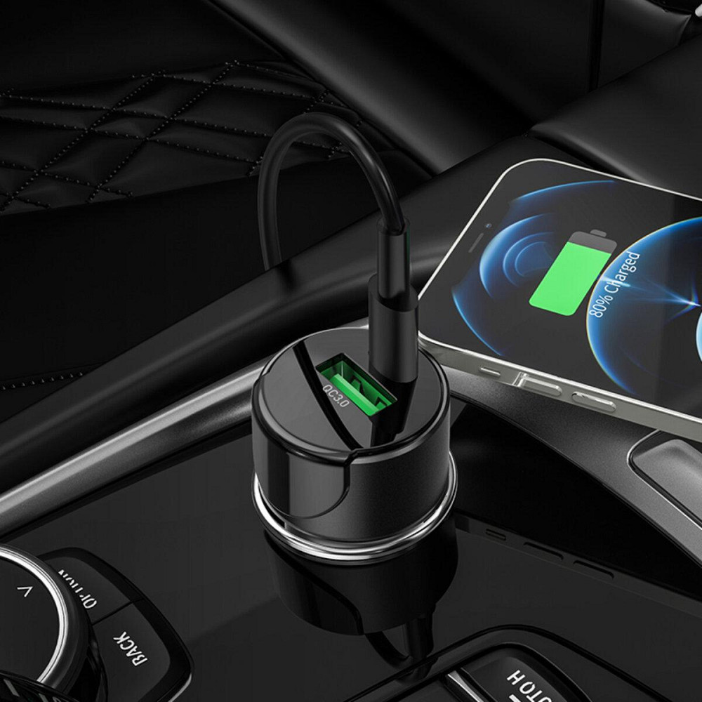 Автомобільний зарядний пристрій HOCO Z42 Light road dual port цифровий display PD20W+QC3.0, колір чорний 6931474742544 Одеса - фото 7