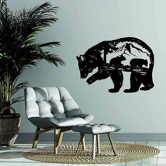 Декоративне настінне Панно «Ведмідь», Декор на стіну 110*78 см, Чорний Київ