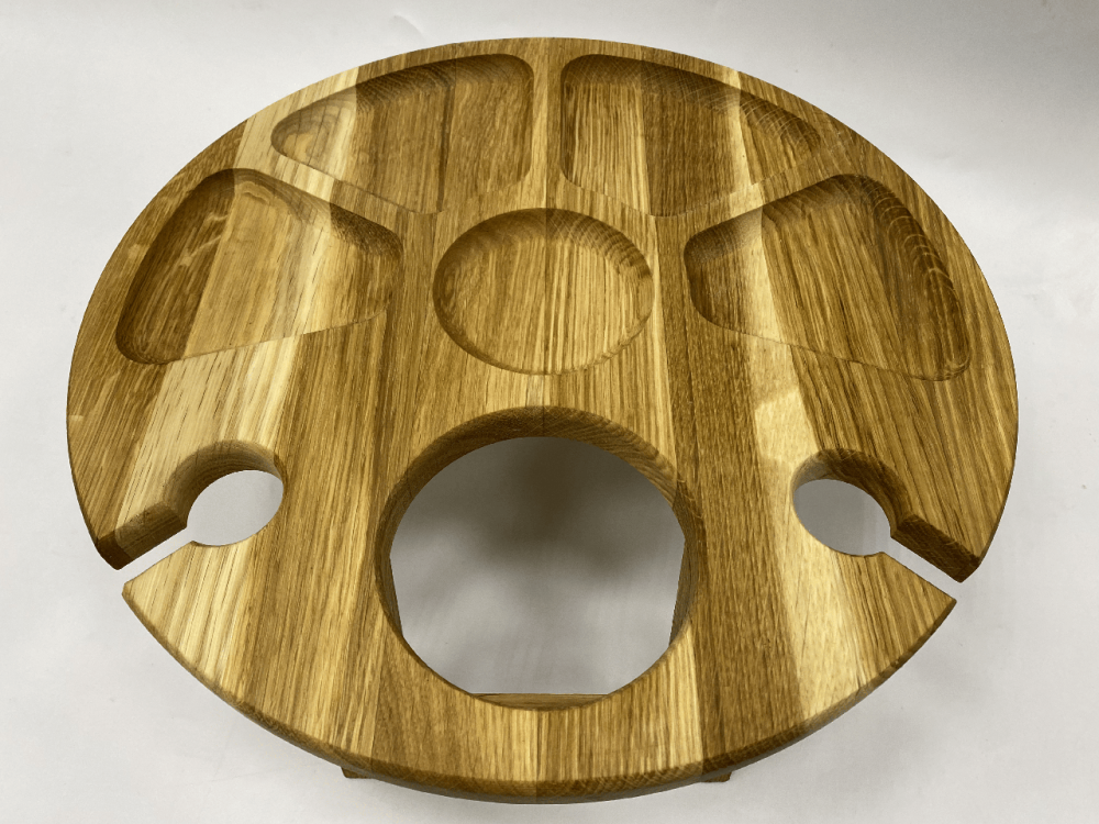 Винный столик из дуба, поднос складной для сервировки и завтрака в кровати, круглый с ножками диаметр 35см Каменец-Подольский - изображение 6