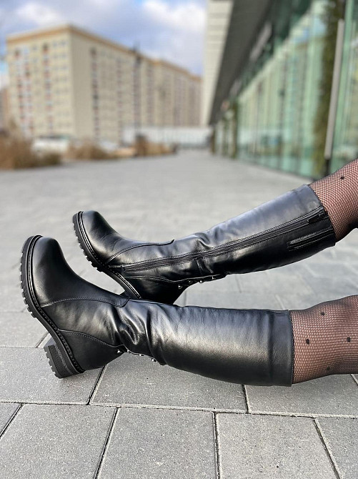 Чоботи жіночі ЭММА Z-25 чорні натуральна шкіра зима висота 36см каблук 5см (2510) Коломия - фото 3