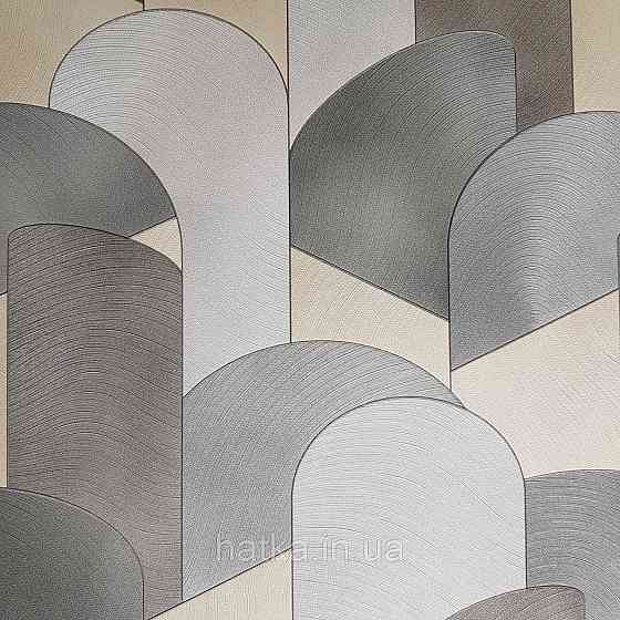 Шпалери метрові вінілові на флізелін дизайнерські Erismann Elle геометрія сірі металік сріблясті жовті Київ