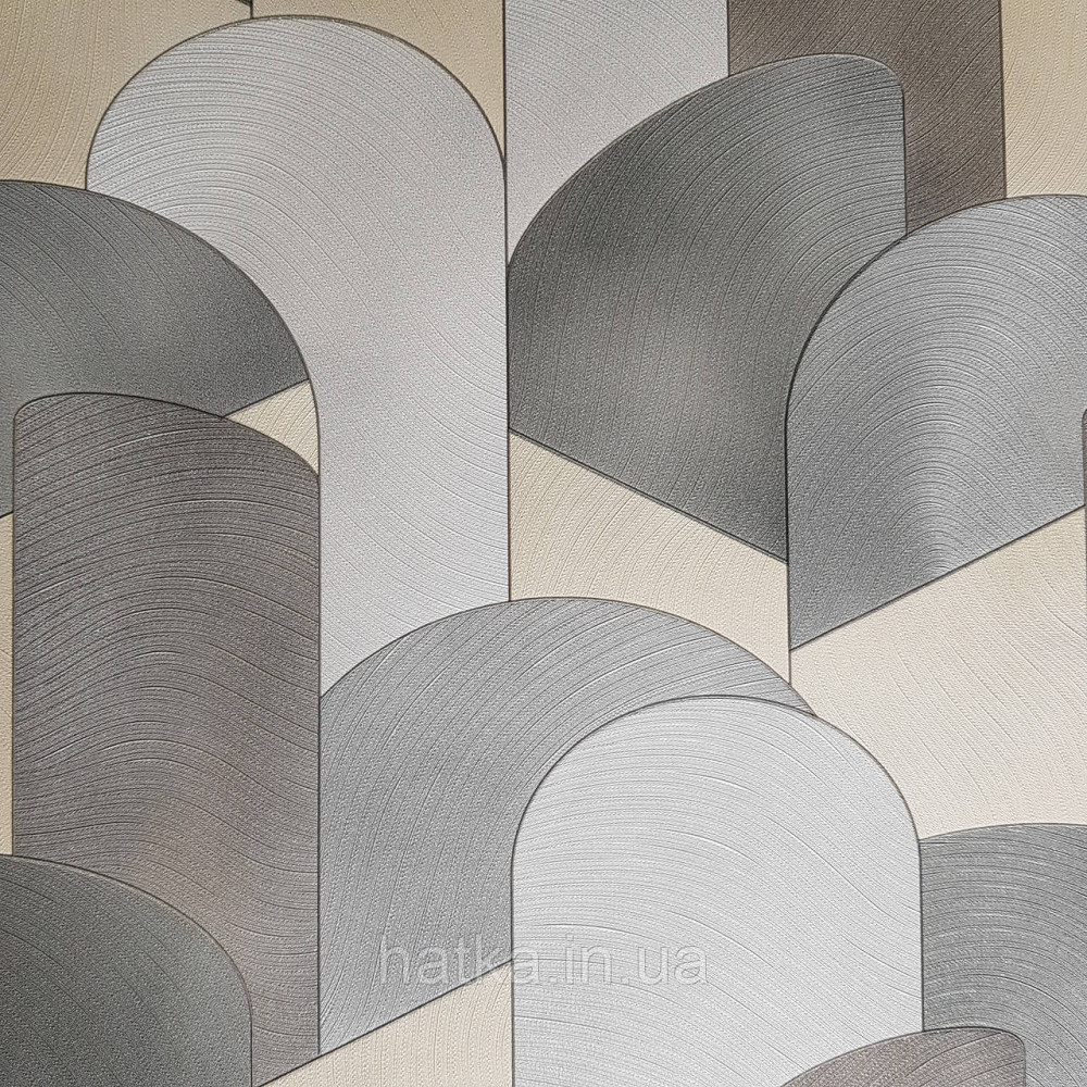 Шпалери метрові вінілові на флізелін дизайнерські Erismann Elle геометрія сірі металік сріблясті жовті Київ - фото 2