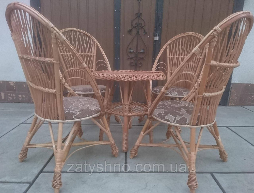 Мебель плетеная на 4 кресла и стол шестиугольный Киев - изображение 5