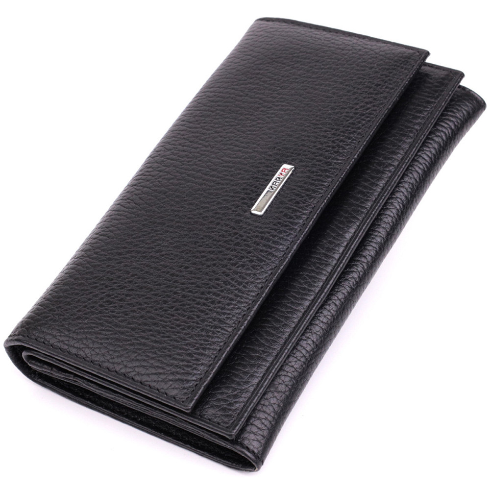 Вместительный женский кошелек из натуральной кожи KARYA 22859 Черный Киев - изображение 1