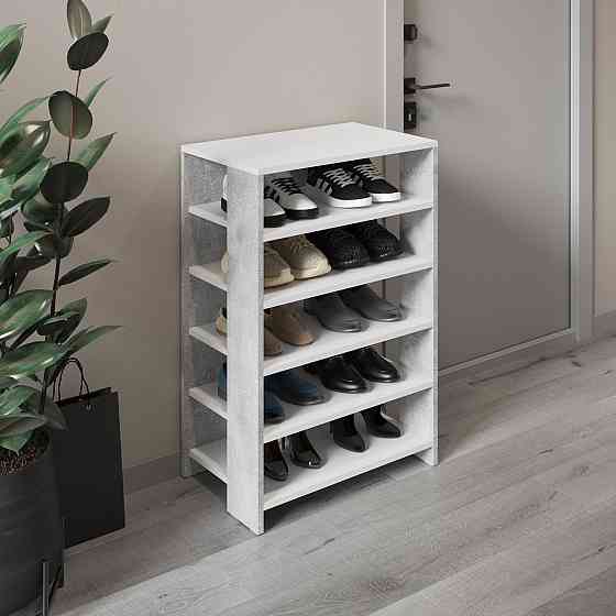 Тумба для взуття VAYS, взуттєва полиця M-36 Білий-Бетон Львів