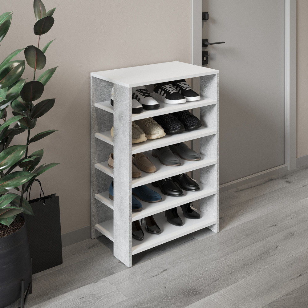 Тумба для взуття VAYS, взуттєва полиця M-36 Білий-Бетон Львів - фото 1