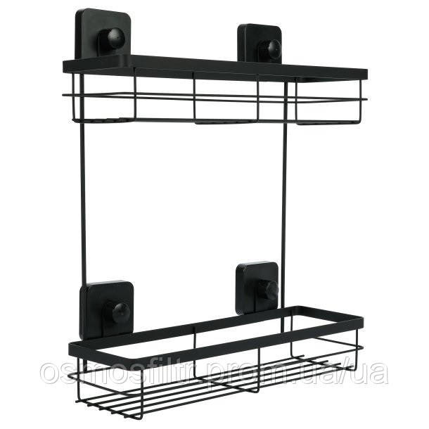 Полка для ванной Axentia чёрная 34x39.5x11 см с присосками металл с порошковым покрытием (135968) Киев - изображение 1