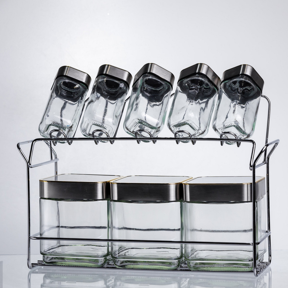 Набір ємностей для зберігання 8 штук по 100/700 мл на металевій підставці HP-1347 Київ - фото 4