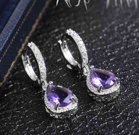 Сережки з фіолетовим камінням Сміла