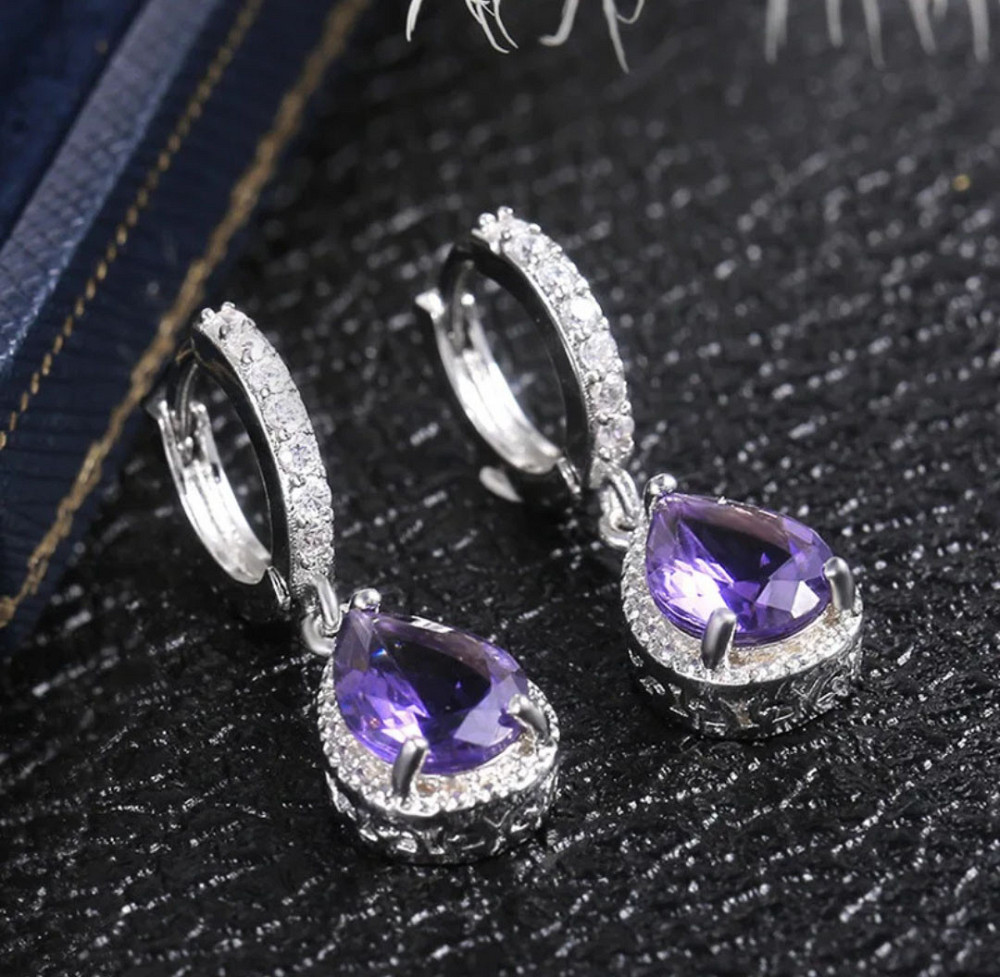 Сережки з фіолетовим камінням Сміла - фото 1