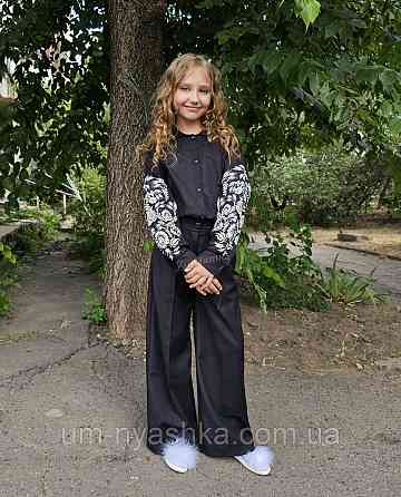 Підліткова чорна сорочка з вишивкою 152-164 Кривий Ріг