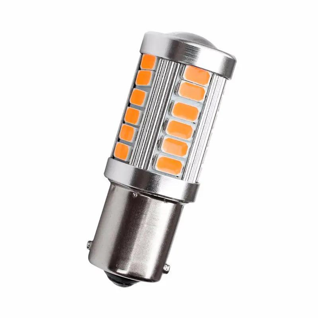LED лампа 1156 BA15S P21W для авто, 33 SMD 5630, жовте світло, габарити, стопи, поворотники Київ - фото 4