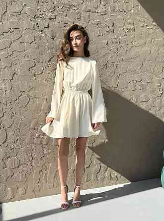 Женское романтическое мини платье с открытой спиной. Молочный Одесса