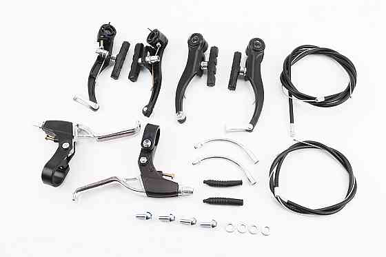 Гальмо V-brake 115мм (2 колеса) з ручками, тросами, алюмінієве, чорне Київ