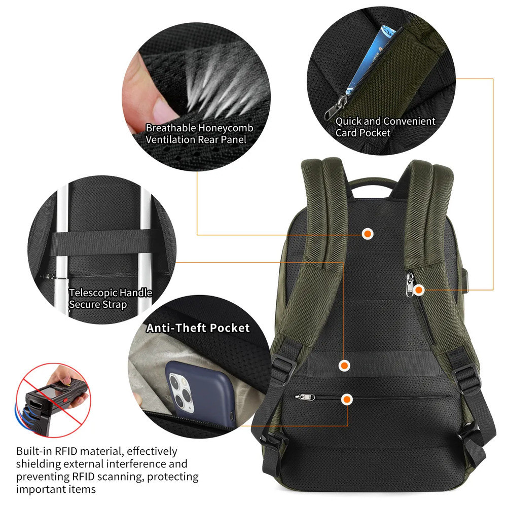 Рюкзак Tigernu 15.6" Армійський Зелений Київ - фото 7