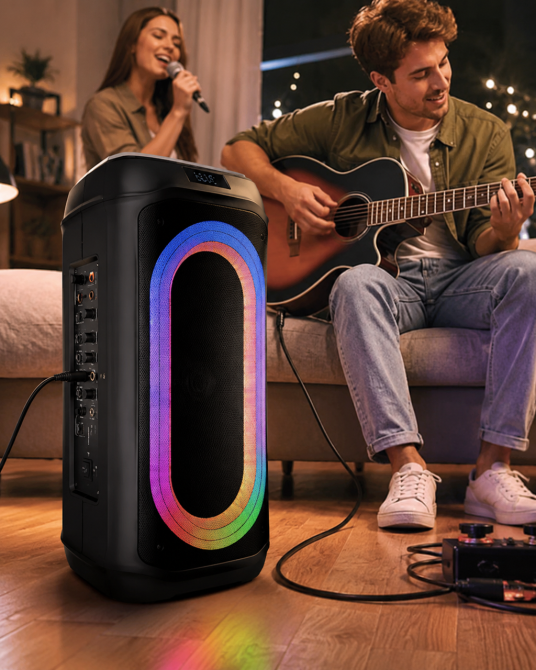 Портативна акустична колонка ZXX-9098 80Вт 2х8" Bluetooth, TWS, LED-підсвічування, 2 мікрофони та пульт ДК Одеса - фото 9