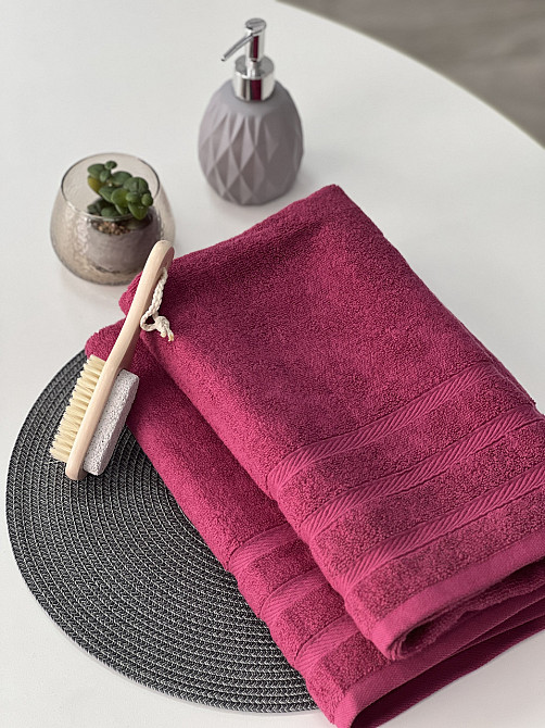 Комплект рушників Ideal Textile Косичка 2 шт (50х100 см 70х140 см) (56860755) Малиновий Чернівці - фото 3