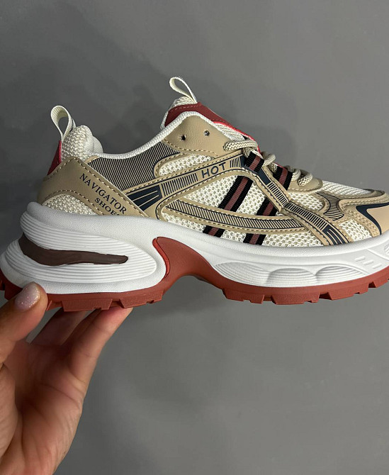 Кроссовки женские Navigator 4001-2 с сеткой и экокожей высокая подошва бежево-красные, 37, 23 см Киев - изображение 17